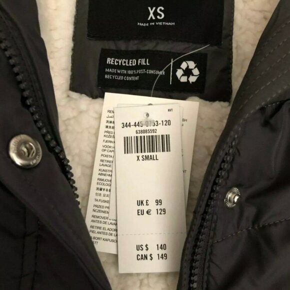 NWT Hollister Sherpa Lined Puffer Parka Jacket Size XS Gray Fur Hood Coat - Picture 10 of 14